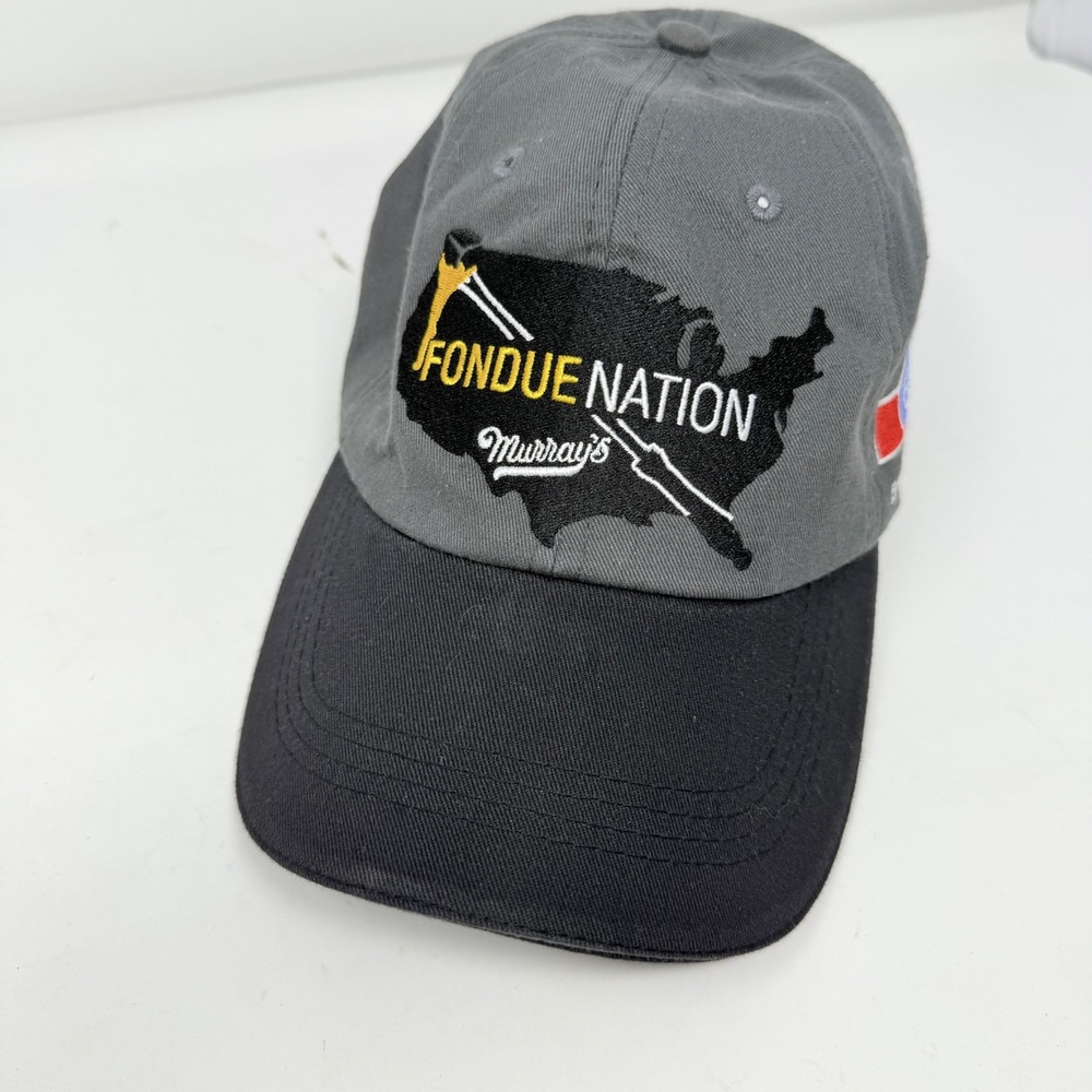 Murray's Fondue Nation USA Map Embroidered Baseball Cap Gray Black Cotton‎
